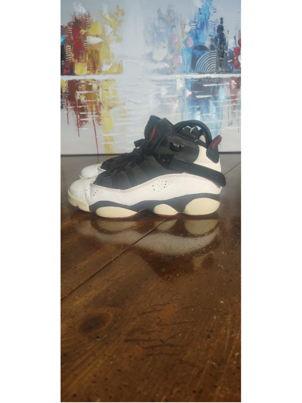Jordan 6 Rings Shoes Youth Size 6Y Black White Colorblock Sneakers 323419-012
